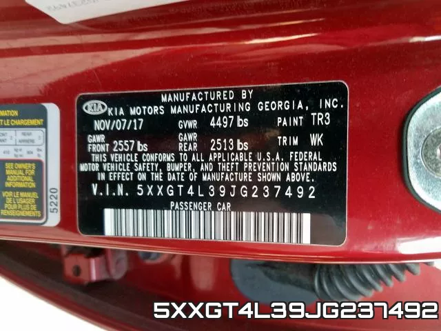 5XXGT4L39JG237492 фото 2