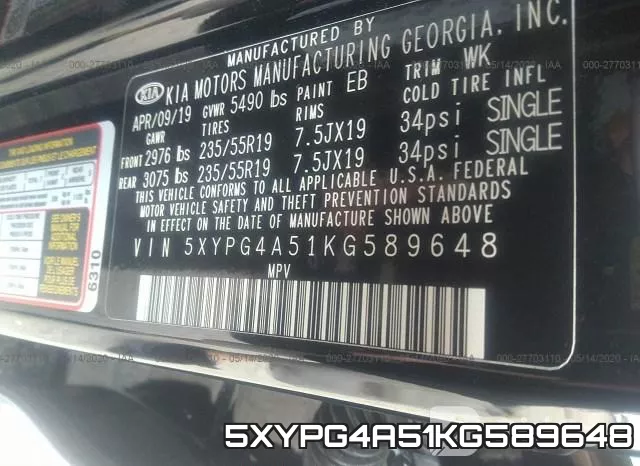 5XYPG4A51KG589648 фото 10