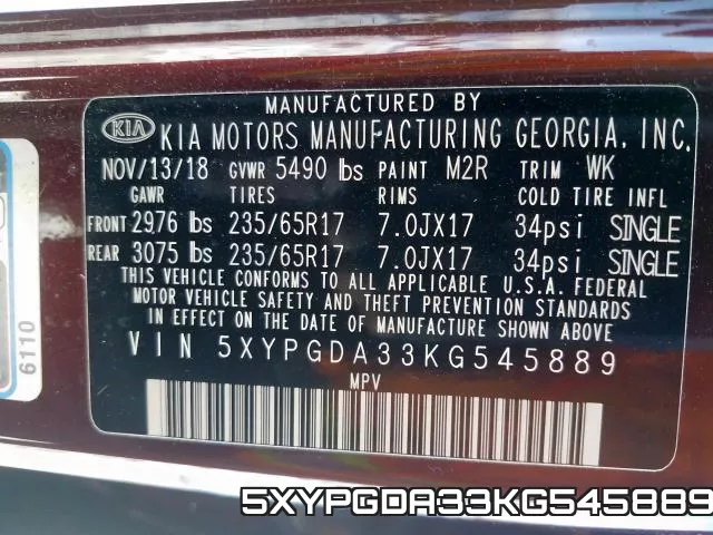 5XYPGDA33KG545889 фото 2