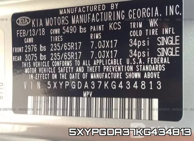 5XYPGDA37KG434813 фото 10