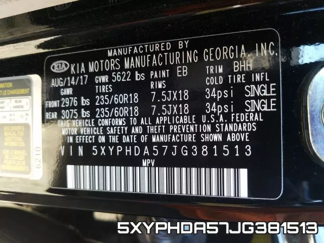 5XYPHDA57JG381513 фото 2