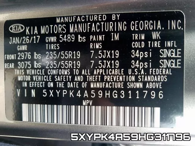 5XYPK4A59HG311796 фото 2
