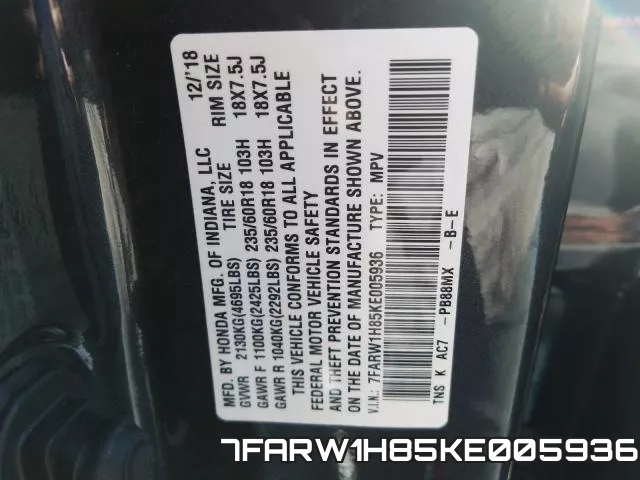 7FARW1H85KE005936 фото 2