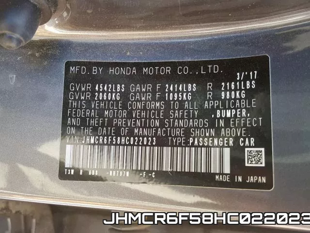 JHMCR6F58HC022023 фото 2