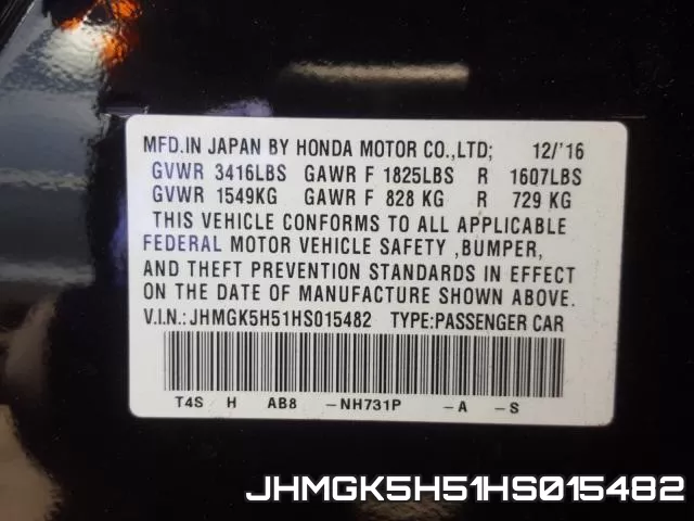 JHMGK5H51HS015482 фото 2