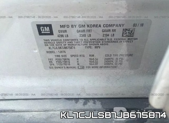 KL7CJLSB7JB675874 фото 10
