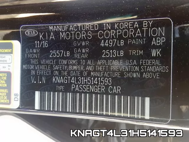 KNAGT4L31H5141593 фото 2
