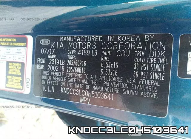 KNDCC3LC0H5103641 фото 10
