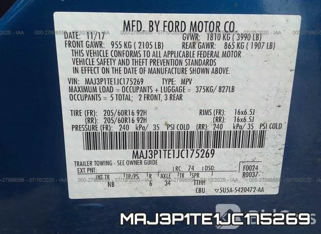 MAJ3P1TE1JC175269 фото 10
