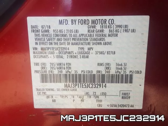 MAJ3P1TE5JC232914 фото 2