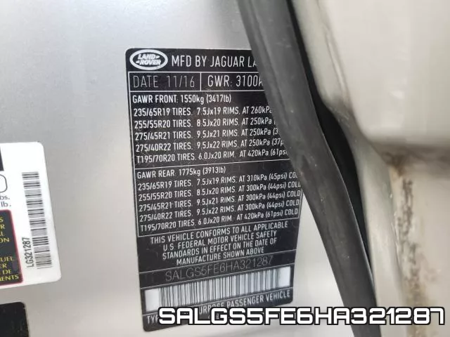 SALGS5FE6HA321287 фото 2