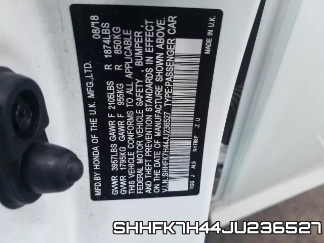 SHHFK7H44JU236527 фото 2
