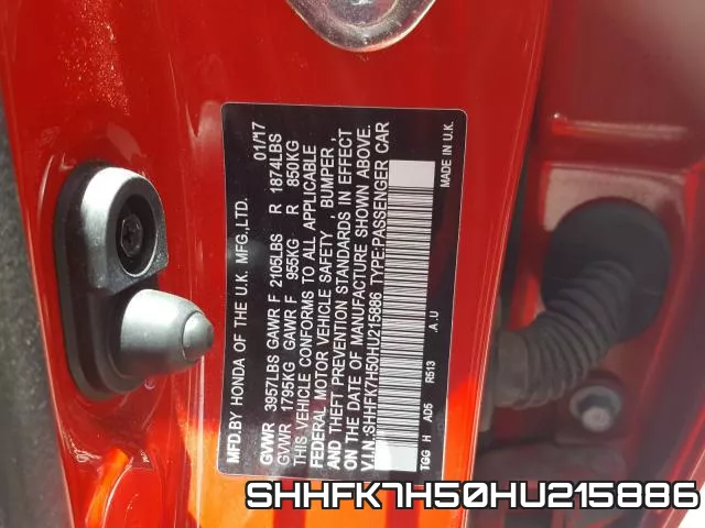 SHHFK7H50HU215886 фото 2
