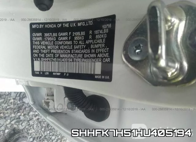 SHHFK7H51HU405194 фото 10