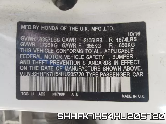 SHHFK7H54HU205720 фото 2