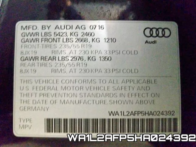WA1L2AFP5HA024392 фото 2