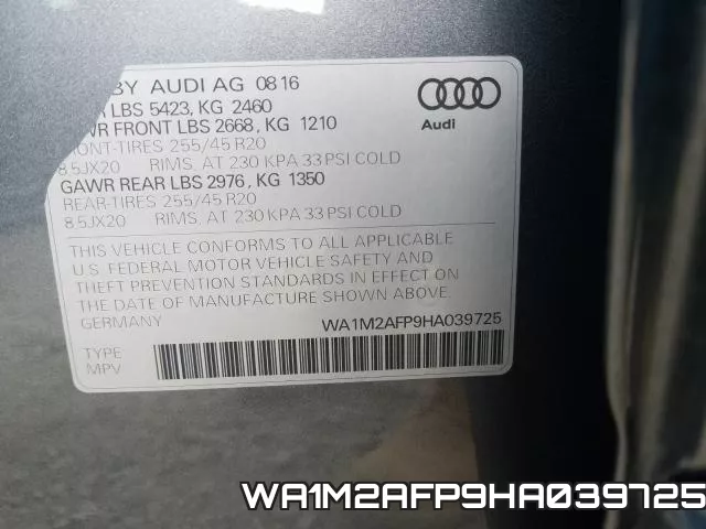 WA1M2AFP9HA039725 фото 2