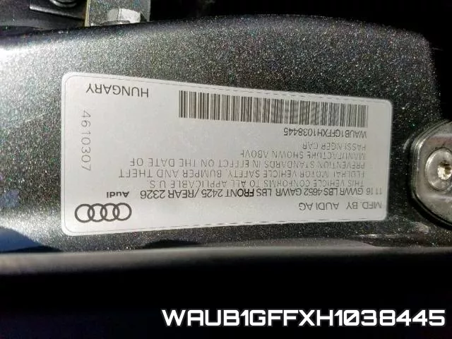 WAUB1GFFXH1038445 фото 2