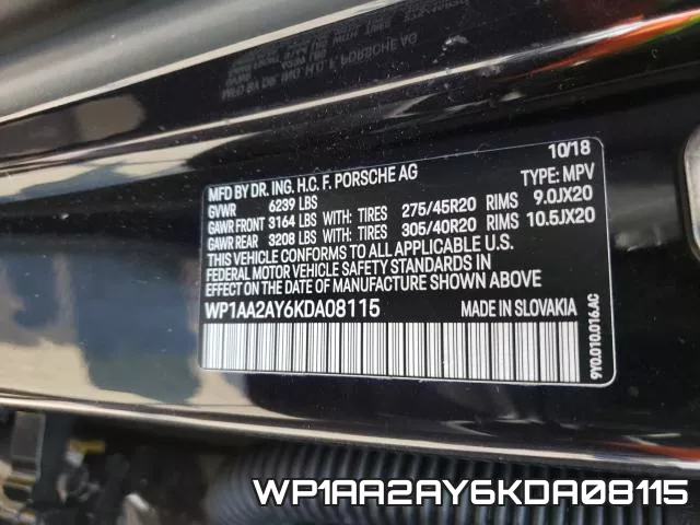 WP1AA2AY6KDA08115 фото 2