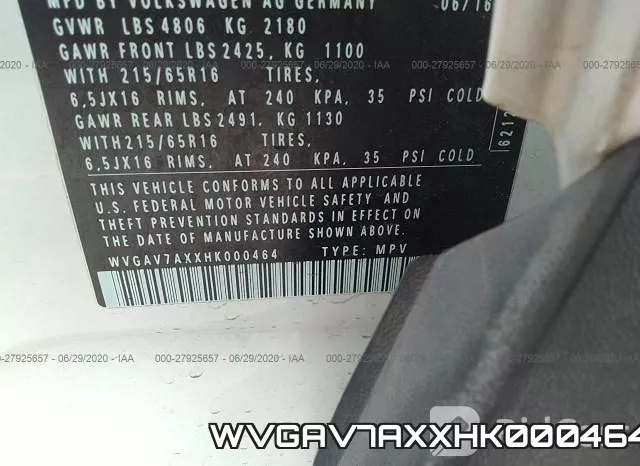 WVGAV7AXXHK000464 фото 10