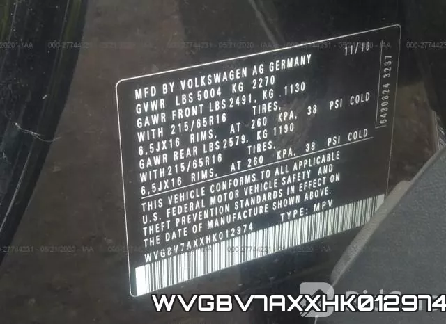 WVGBV7AXXHK012974 фото 10