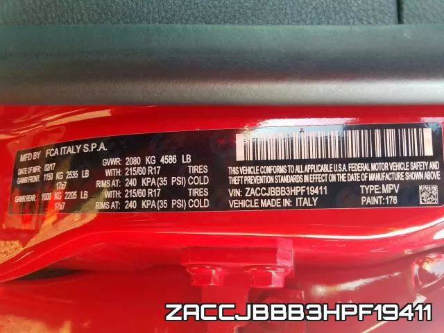 ZACCJBBB3HPF19411 фото 2
