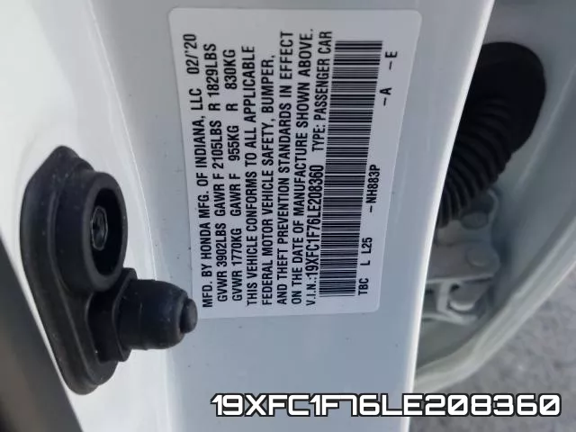 19XFC1F76LE208360 фото 2