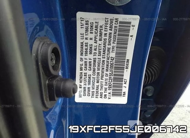 19XFC2F55JE006742 фото 9