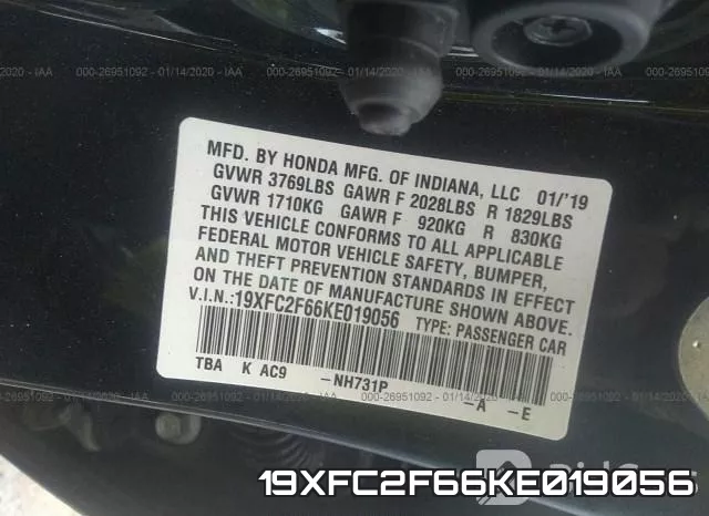 19XFC2F66KE019056 фото 10