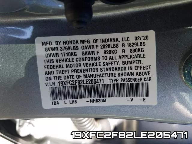 19XFC2F82LE205471 фото 2
