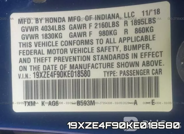 19XZE4F90KE018580 фото 10