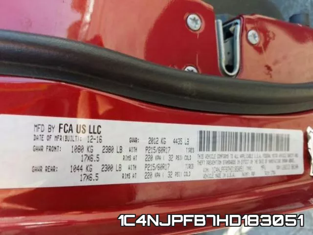 1C4NJPFB7HD183051 фото 2