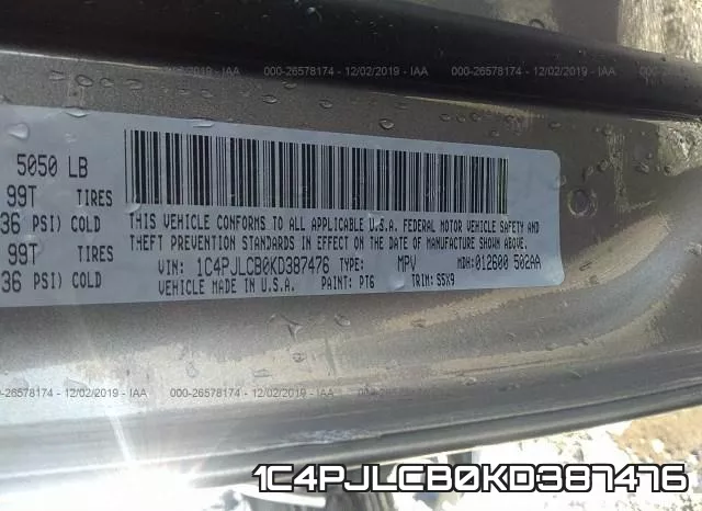 1C4PJLCB0KD387476 фото 9