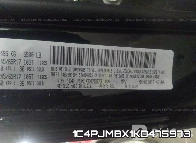 1C4PJMBX1KD475973 фото 10
