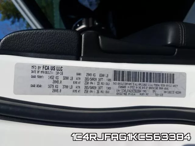 1C4RJFAG1KC563384 фото 2