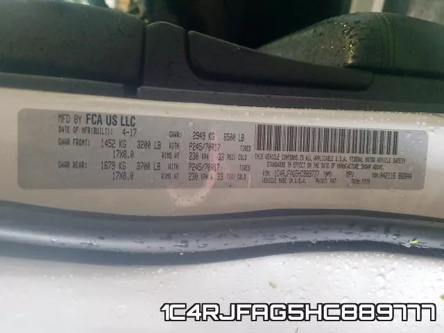 1C4RJFAG5HC889777 фото 2