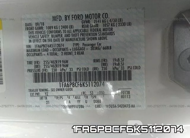 1FA6P8CF6K5112074 фото 10
