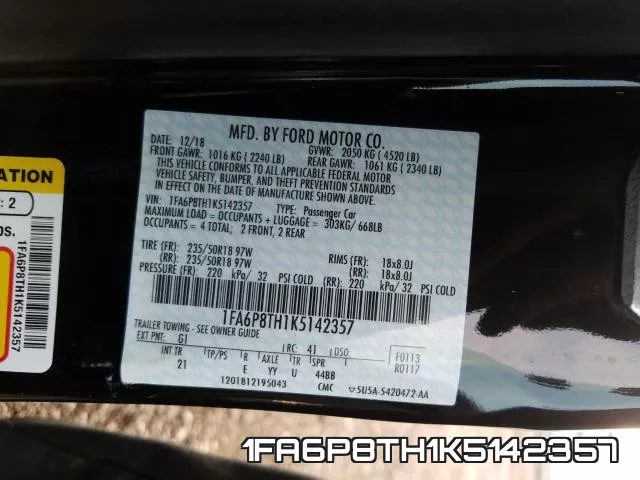 1FA6P8TH1K5142357 фото 2