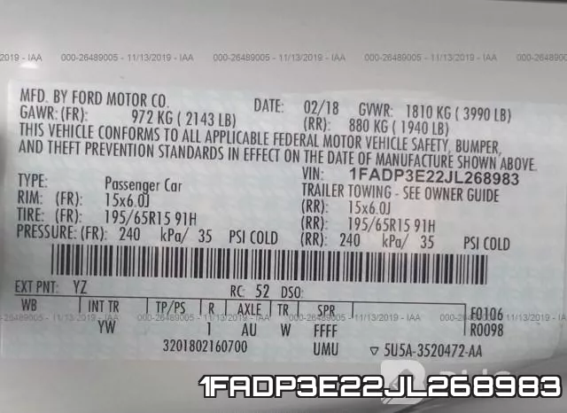 1FADP3E22JL268983 фото 9