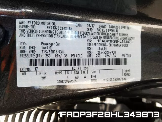 1FADP3F28HL343873 фото 2