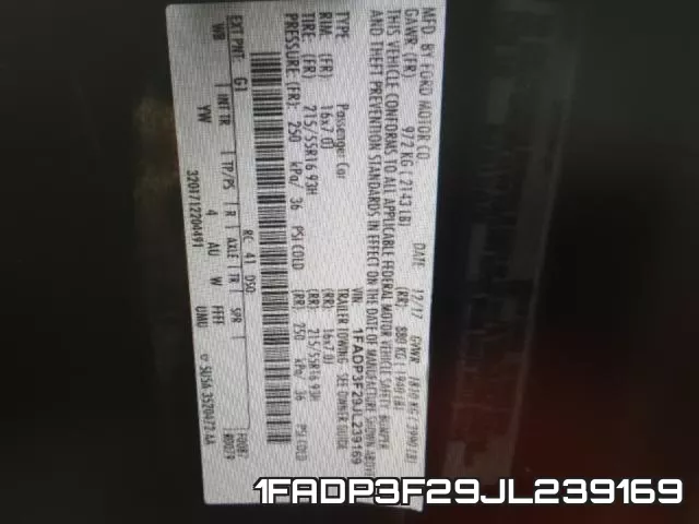 1FADP3F29JL239169 фото 2