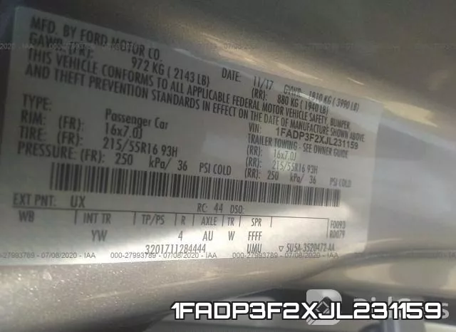 1FADP3F2XJL231159 фото 10
