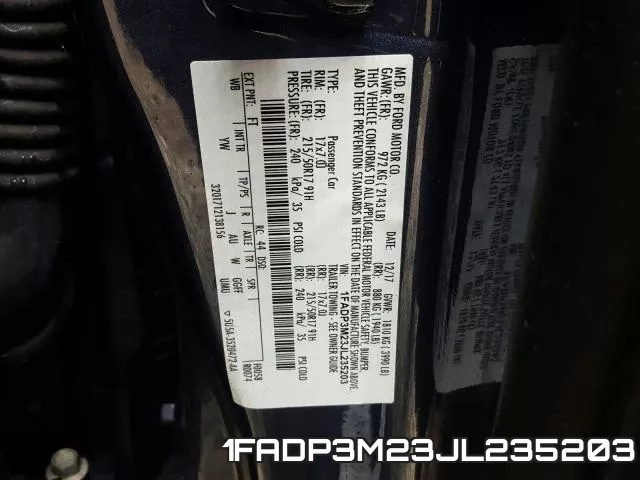 1FADP3M23JL235203 фото 2