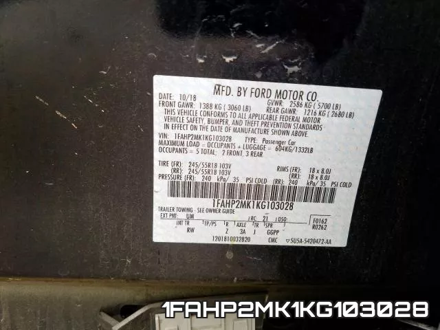 1FAHP2MK1KG103028 фото 2