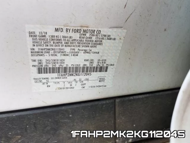 1FAHP2MK2KG112045 фото 2