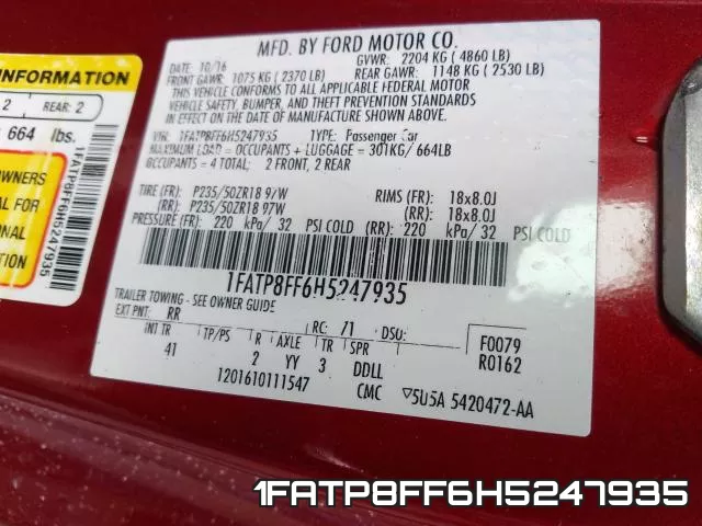 1FATP8FF6H5247935 фото 2