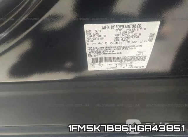 1FM5K7B86HGA43851 фото 10