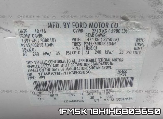 1FM5K7BH1HGB03650 фото 10