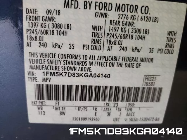 1FM5K7D83KGA04140 фото 2