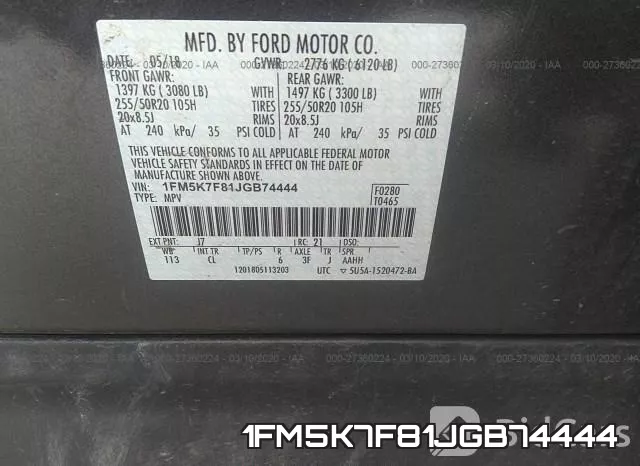 1FM5K7F81JGB74444 фото 10